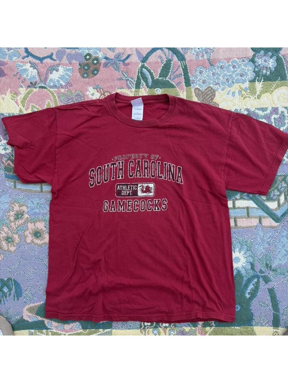 Gildan South Carolina Gamecocks Red Cotton T-Shirt Size Large